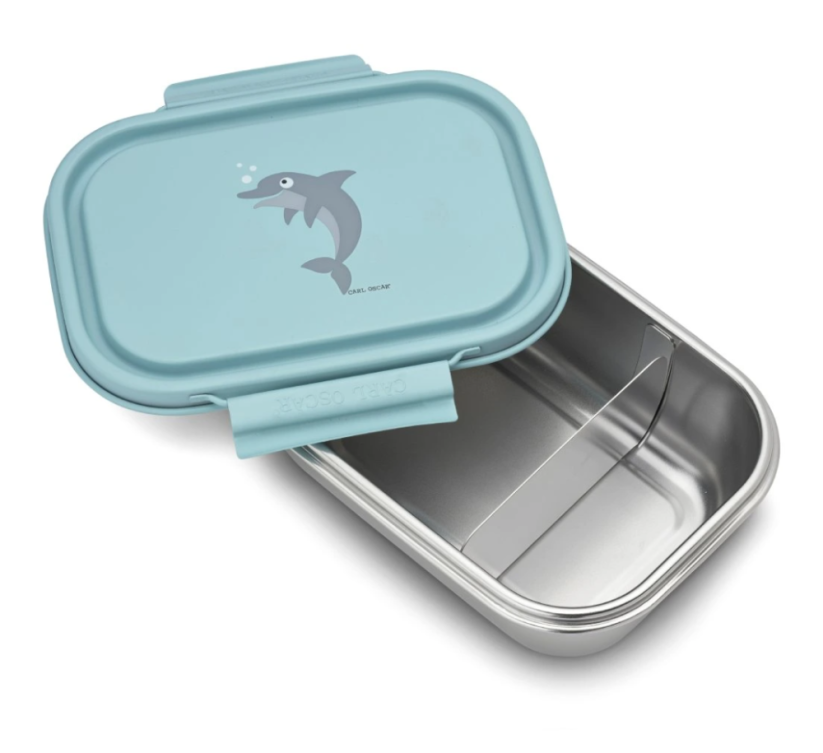 CARL OSCAR STEELish LunchBox™ obedový nerezový box DELFÍN bledomodrá