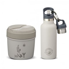 set CARL OSCAR TERMOfľaša antikor eco 500 ml s antikor slamkou a vákuový obedár GREY