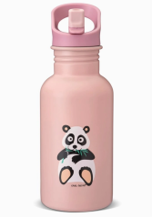 CARL OSCAR 500 ml detská antikor fľaša STEELish PANDA bledoružová s antikor slamkou