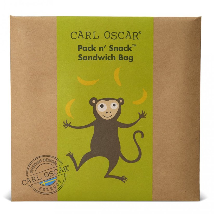CARL OSCAR PACK N' SNACK™ obal na sendvič a ovocie OPIČKA zelená