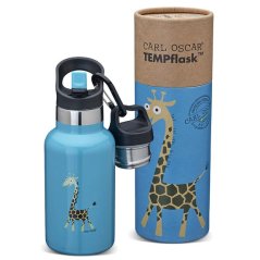 CARL OSCAR 350 ml detská TERMOfľaša ŽIRAFKA modrá s antikor slamkou