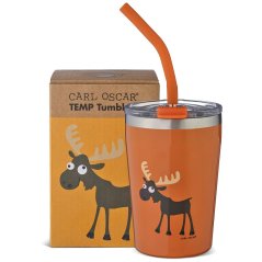 CARL OSCAR 250 ml TERMO pohár s vrchnákom a slamkou antikor SOBÍK oranžová