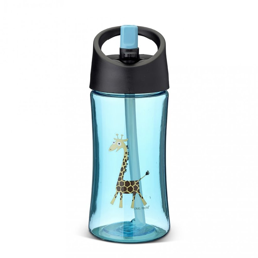 CARL OSCAR 350 ml detská fľaša na nápoj ŽIRAFKA modrá