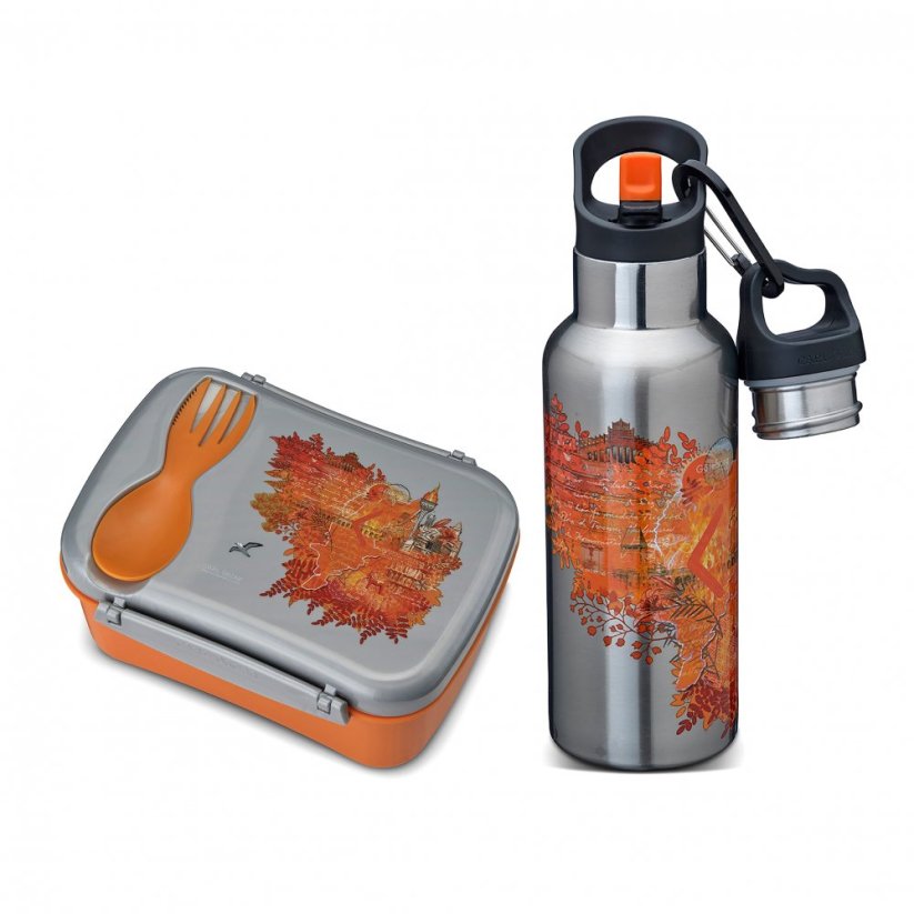 set CARL OSCAR TERMOfľaša antikor eco 500ml a N’ICE BOX na jedlo s chladiacim diskom FIRE wisdom