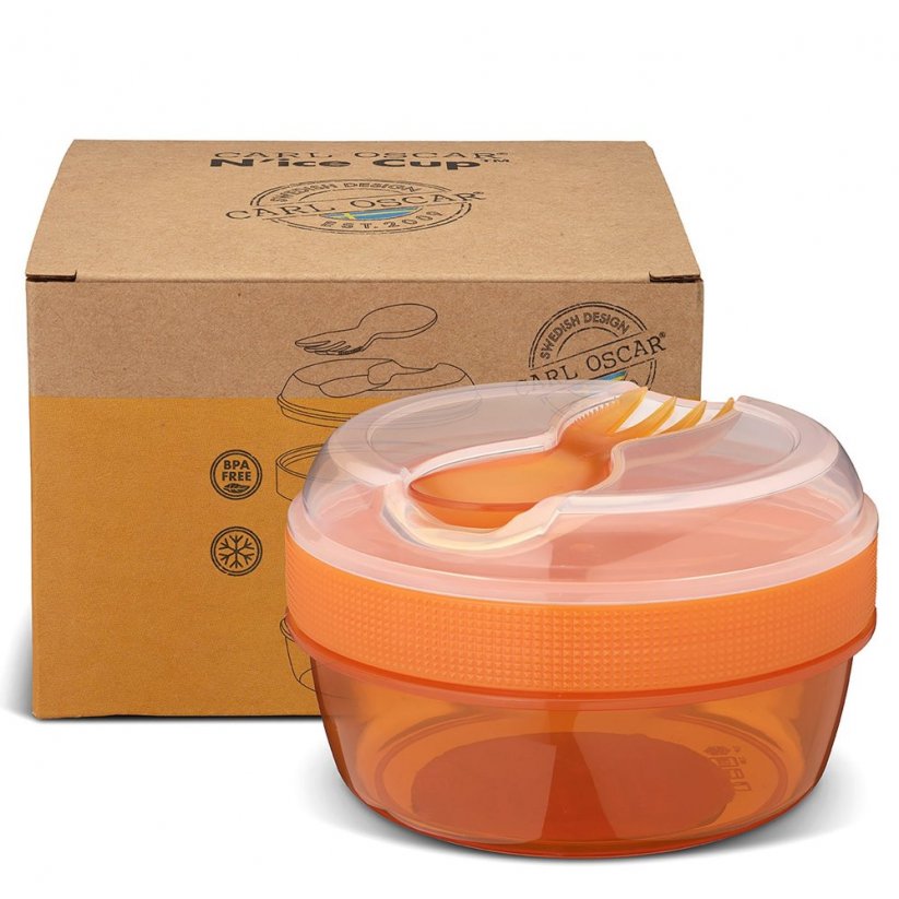 CARL OSCAR N'ICE CUP dóza na snack s chladiacim diskom oranžová