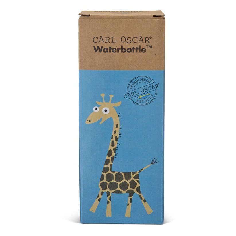 CARL OSCAR 350 ml detská fľaša na nápoj ŽIRAFKA modrá