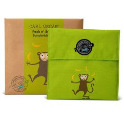 CARL OSCAR PACK N' SNACK™ obal na sendvič a ovocie OPIČKA zelená